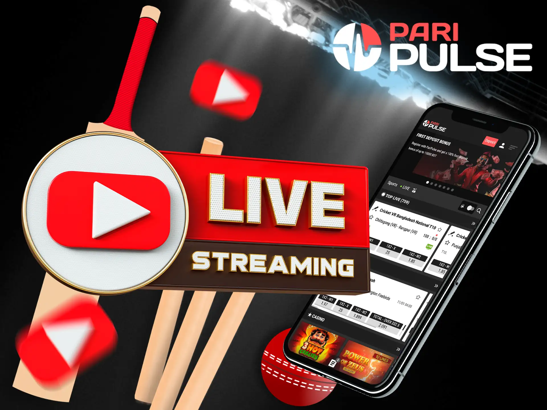 Enjoy live event broadcasts directly on the PariPulse website while placing bets during the match.
