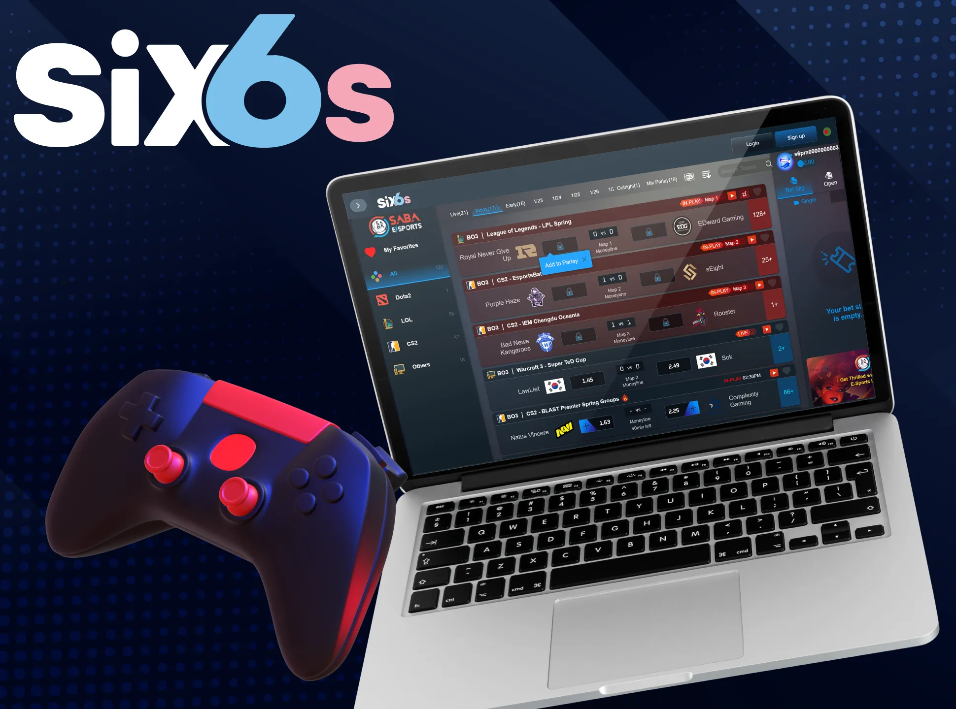 Bet on esports at Six6s.