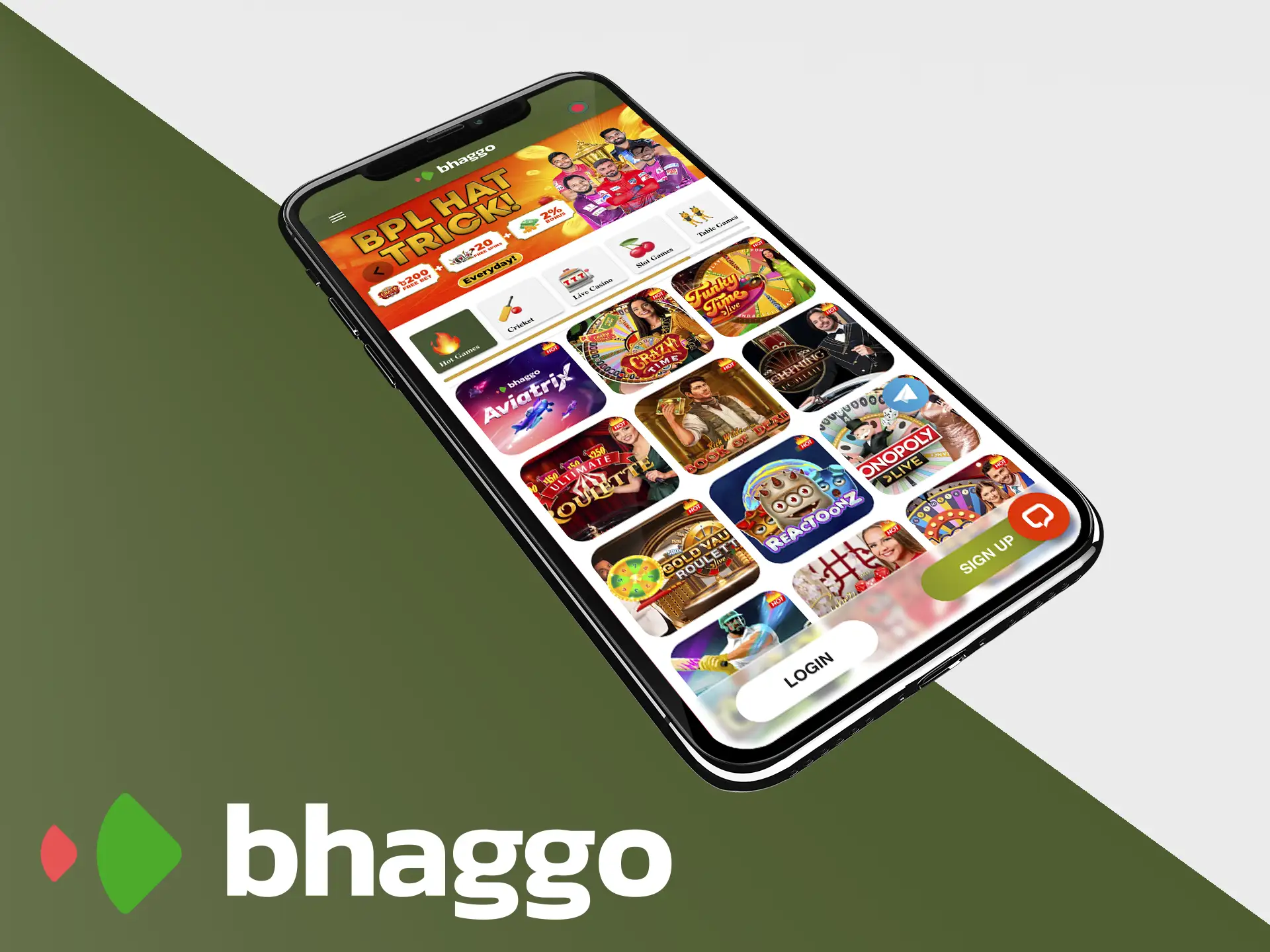 The popular bookmaker in Bangladesh offers its users casino games and betting on the Bhaggo platform.