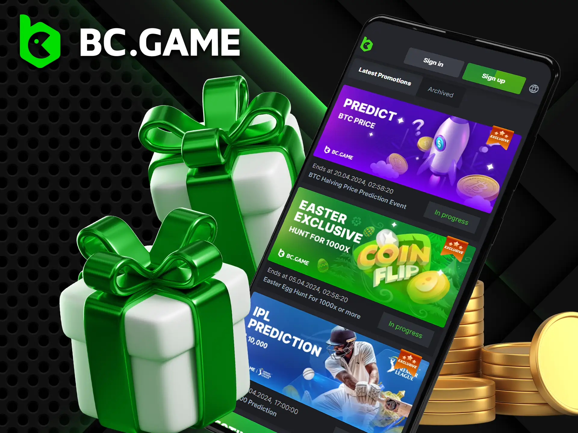 The BC GAME app has tons of bonuses and promotions for beginners and regular players.