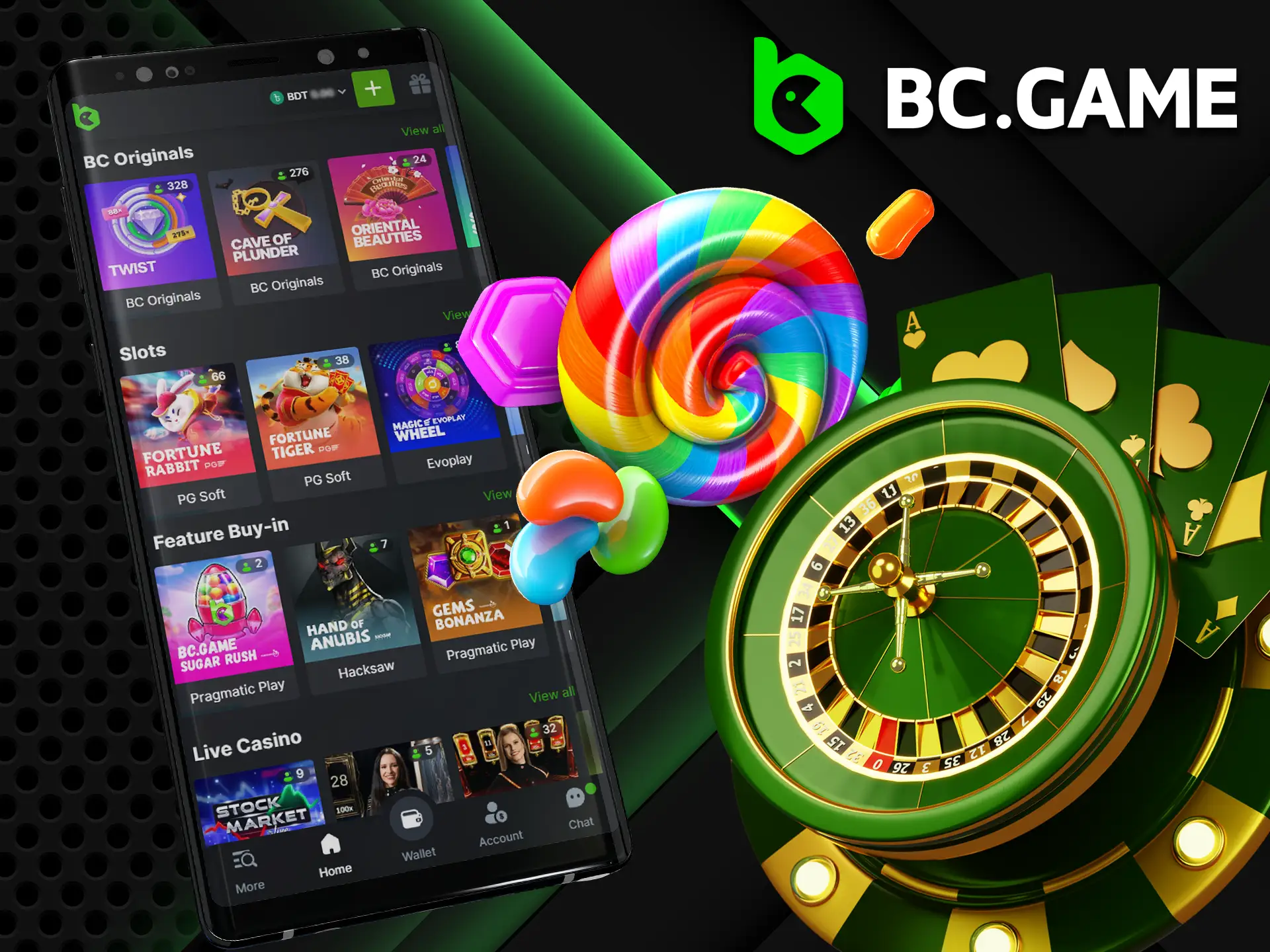 In the BC GAME app you will find a huge range of slots and casino games for every taste.