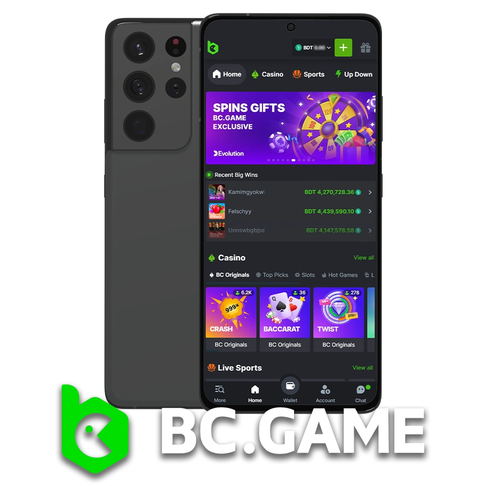 The BC GAME app is available for download on Android and iOS.