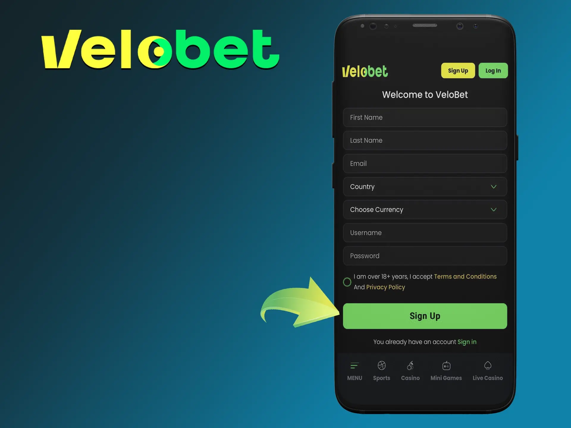 Start betting at Velobet by completing a simple and straightforward registration.