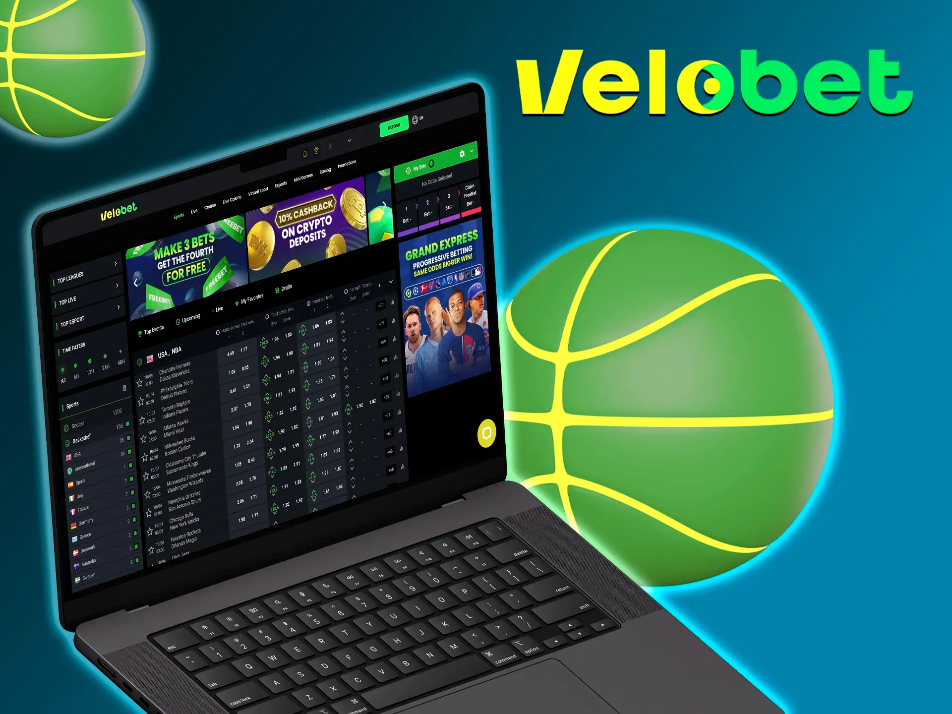 Basketball fans will be pleasantly surprised by the variety of matches available for betting at Velobet.