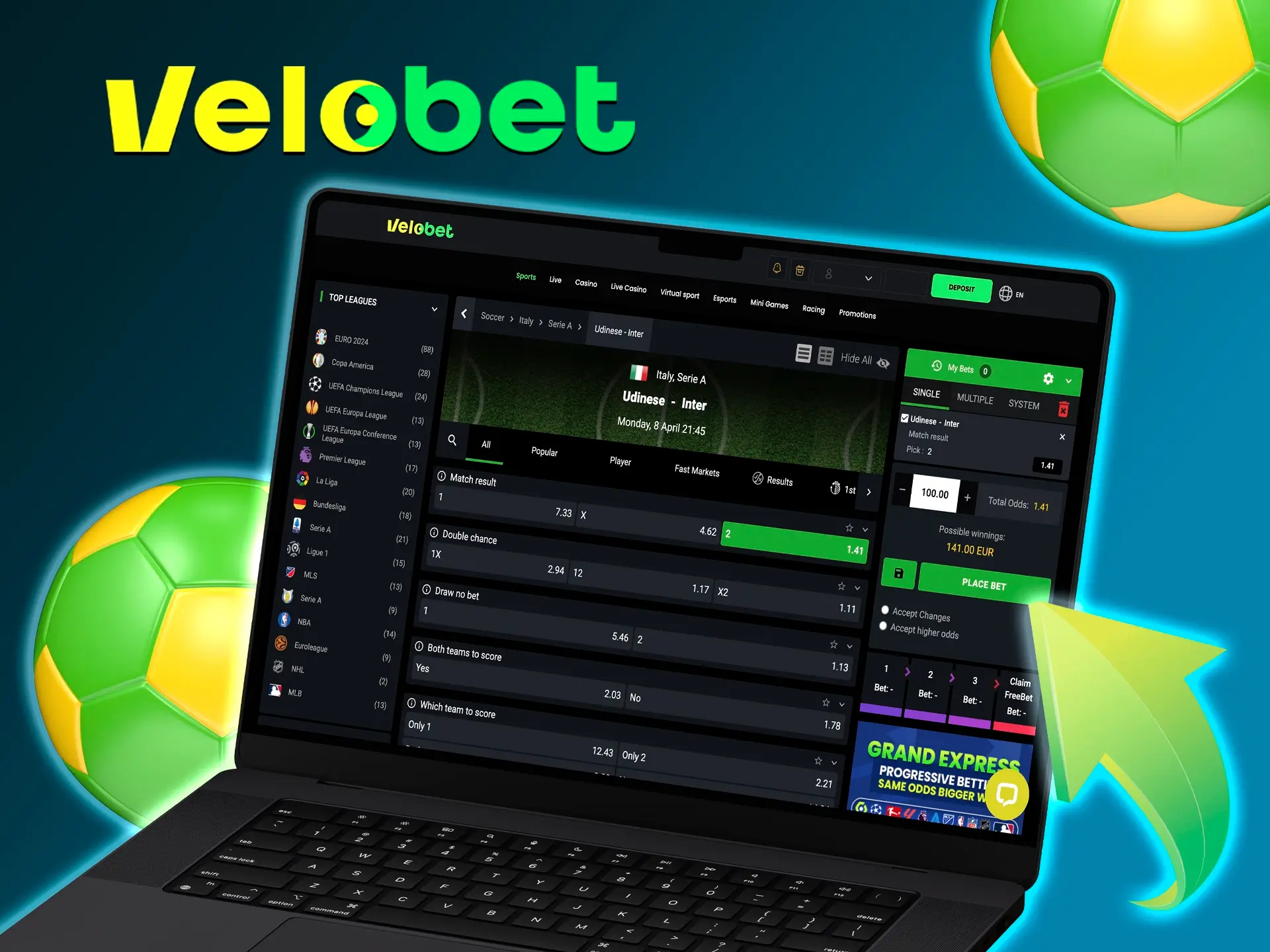 Complete your registration, activate your bonus and place your first winning bet at Velobet.